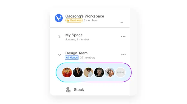 Team collaboration panel in Visla AI short video creator showing shared project workspace.